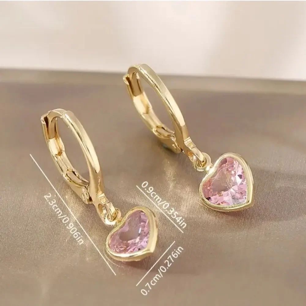 Heart dangle earrings 2 pair blue red - Picture 8 of 11